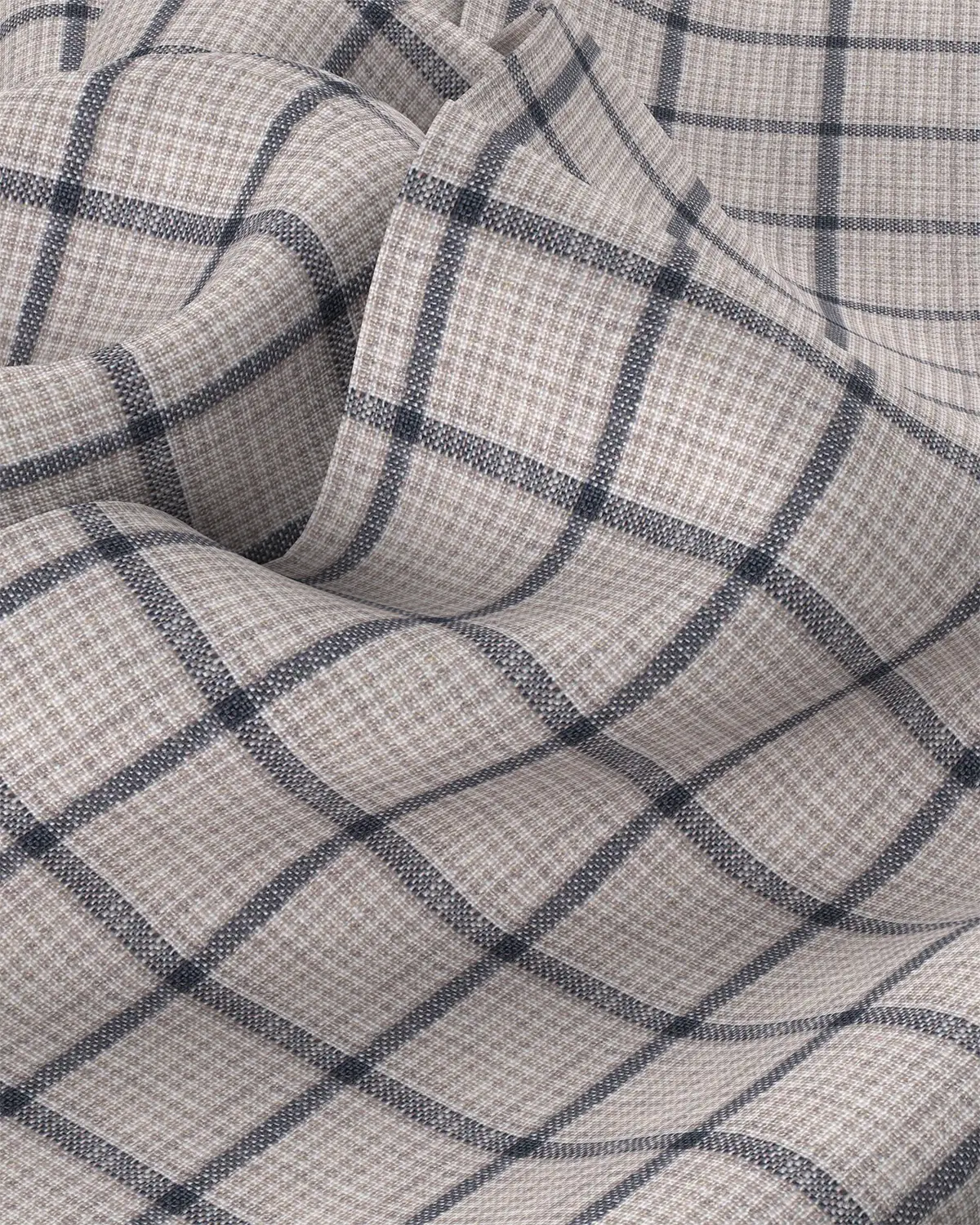 100% Linen Checked Shirt - Beige & Black - Image 3