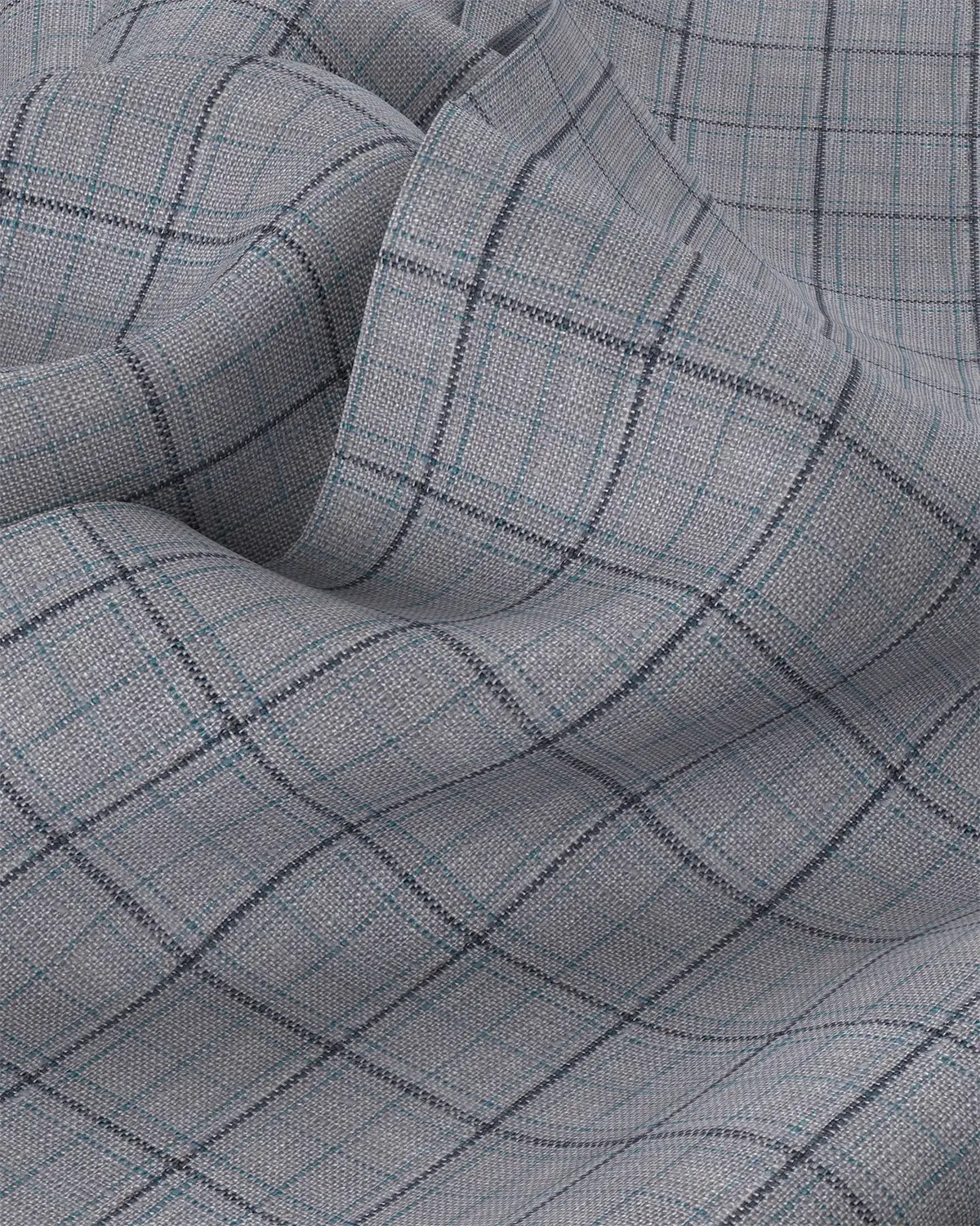 100% Linen Checked Shirt - Grey