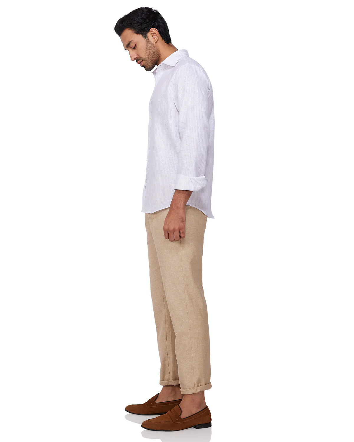 100% Linen Striped Shirt - Blue & White - Image 4