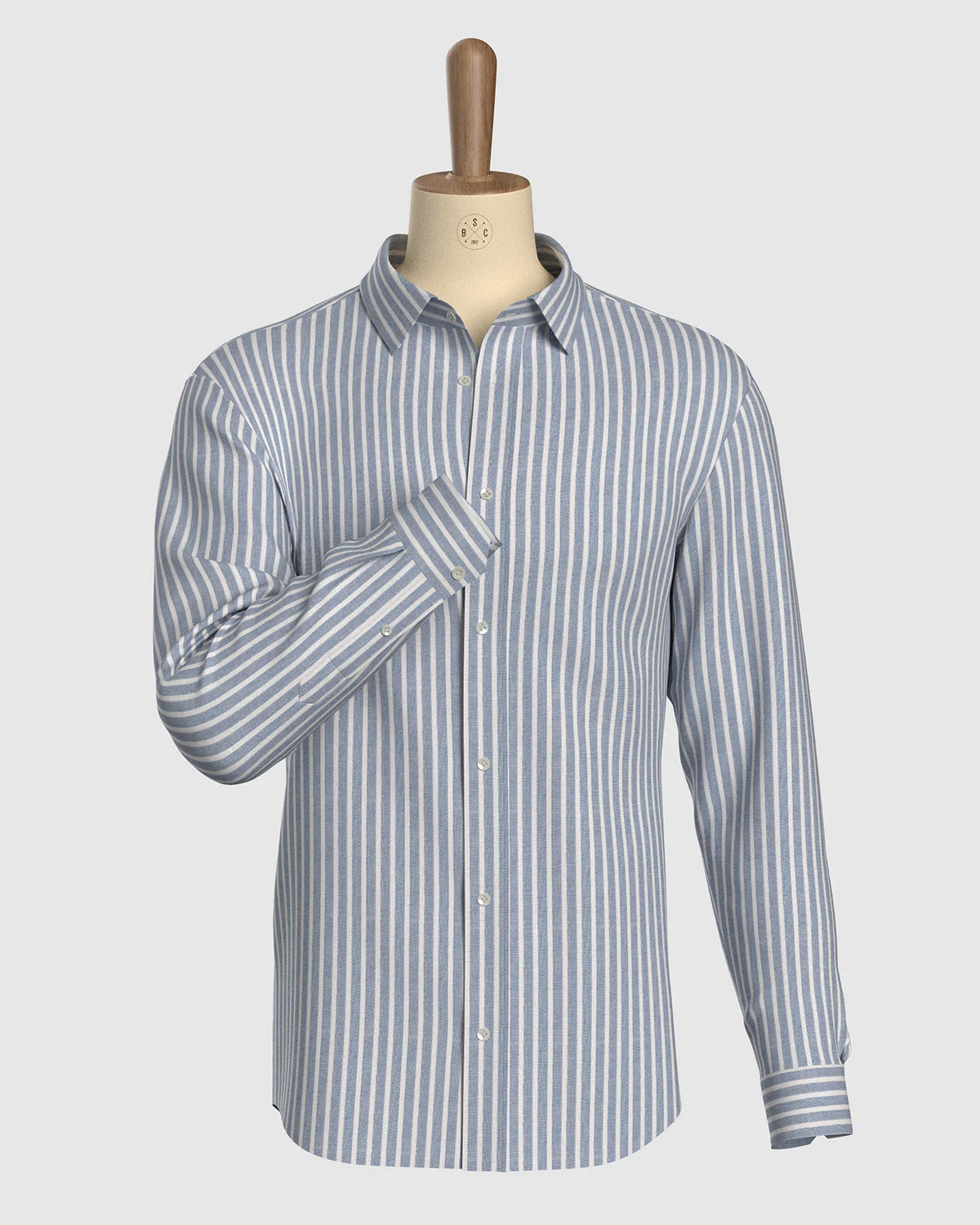 100% Linen Striped Shirt - Blue & White - Image 2
