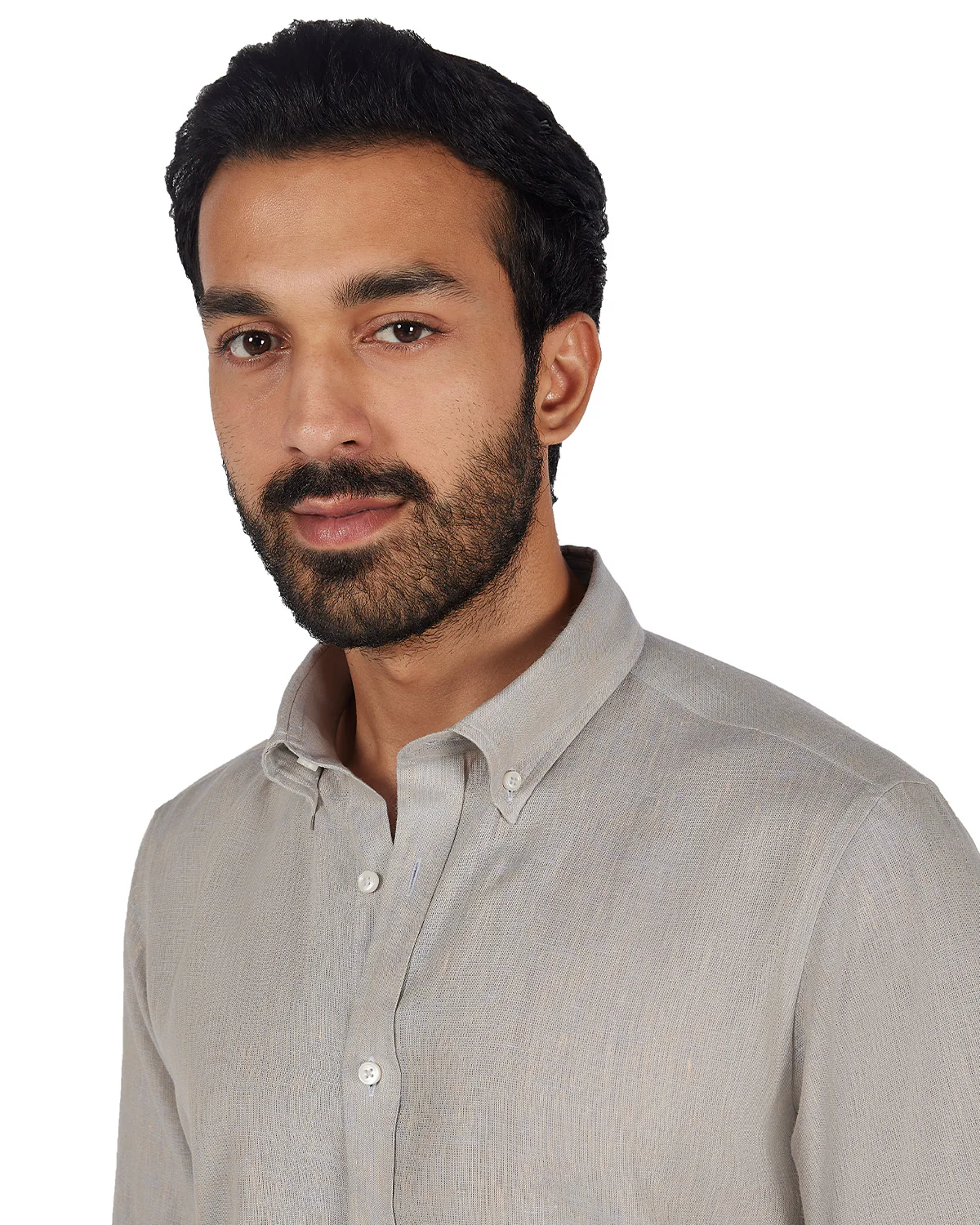100% Linen Two-Tone Shirt - Beige - Image 2