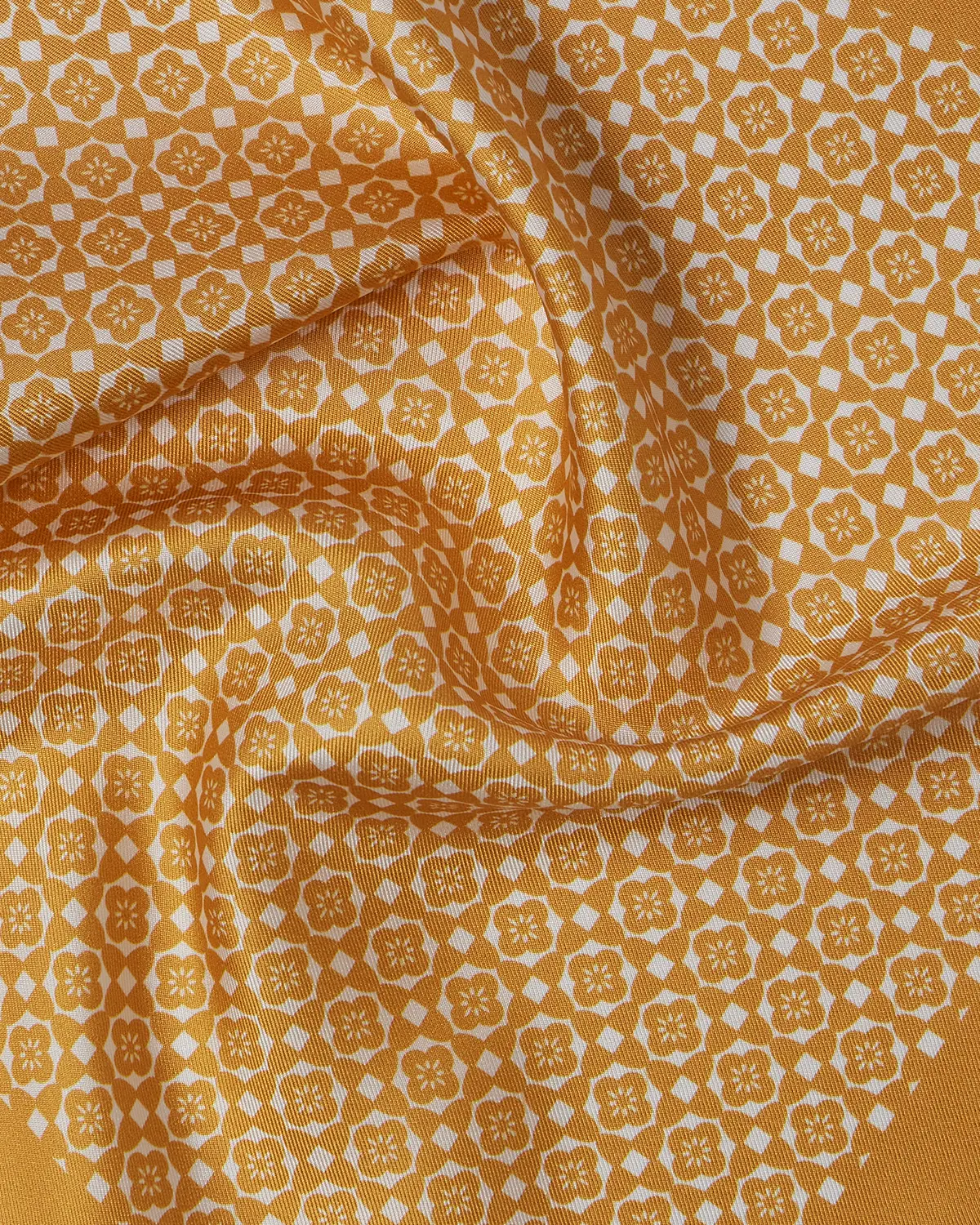 100% Silk Floral Printed Pocket Square - Yellow - Image 3