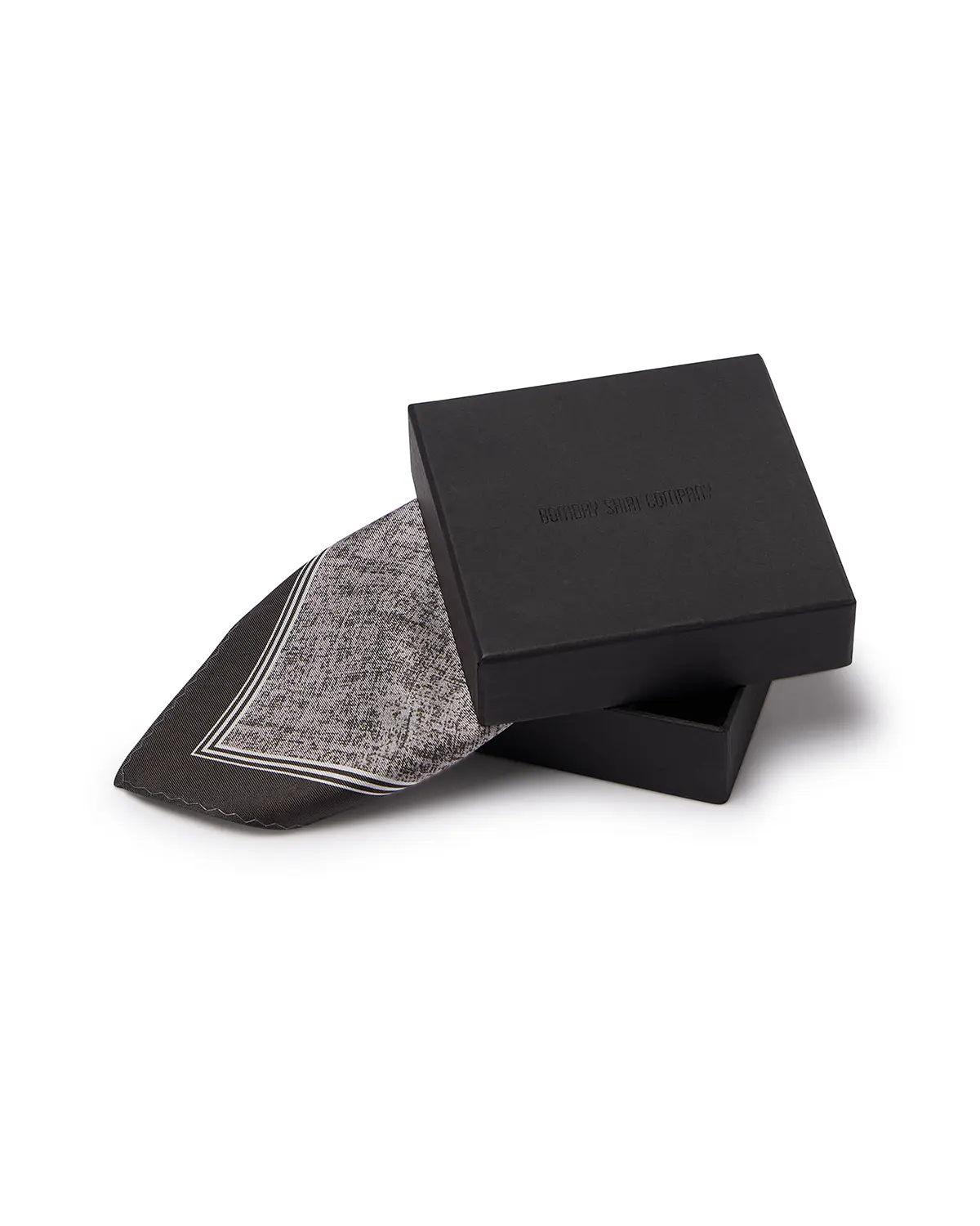 100% Silk Textured Printed Pocket Square - Grey - Image 4