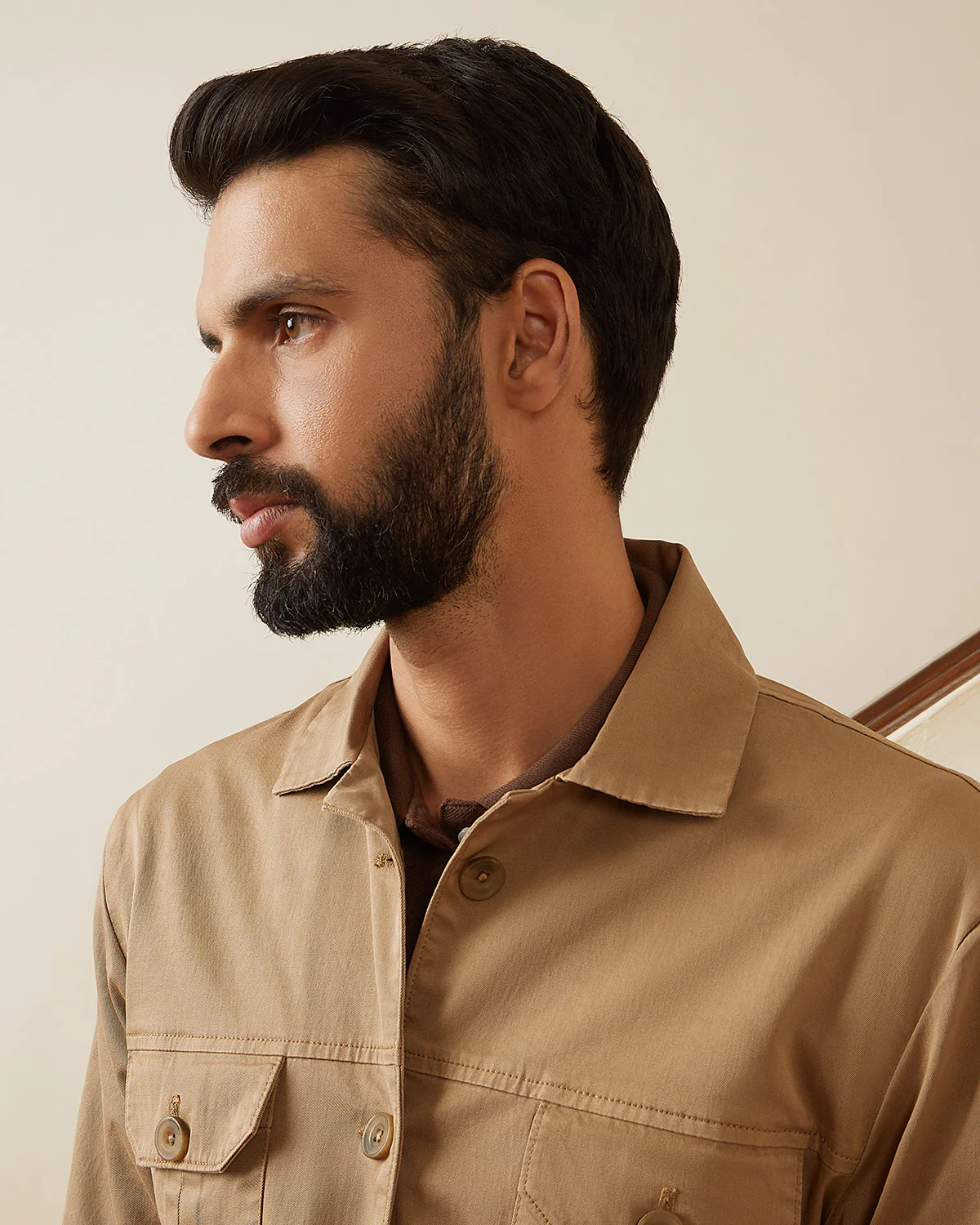 Ashcroft Washed Twill Shacket - Khaki - Image 3