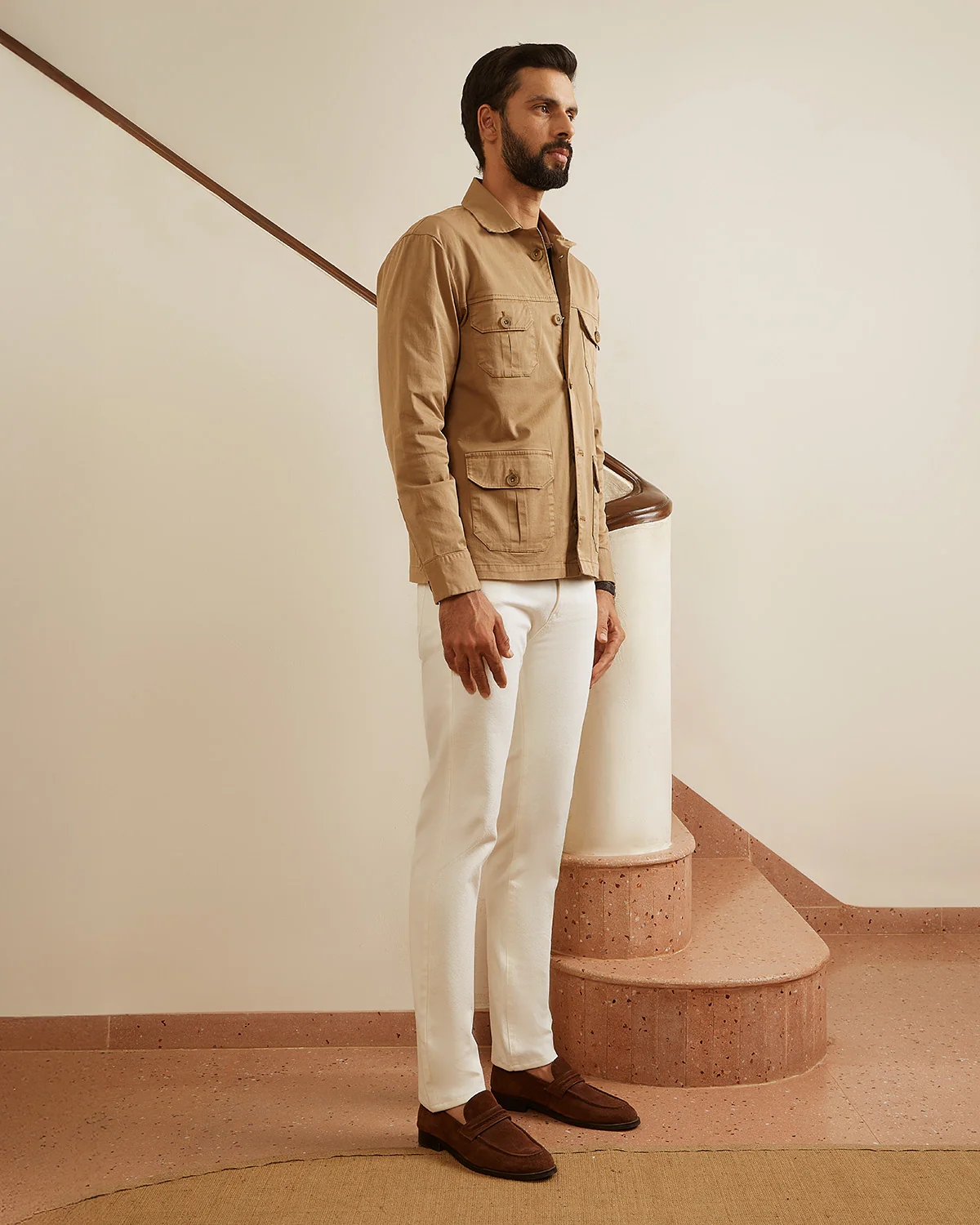 Ashcroft Washed Twill Shacket - Khaki - Image 4