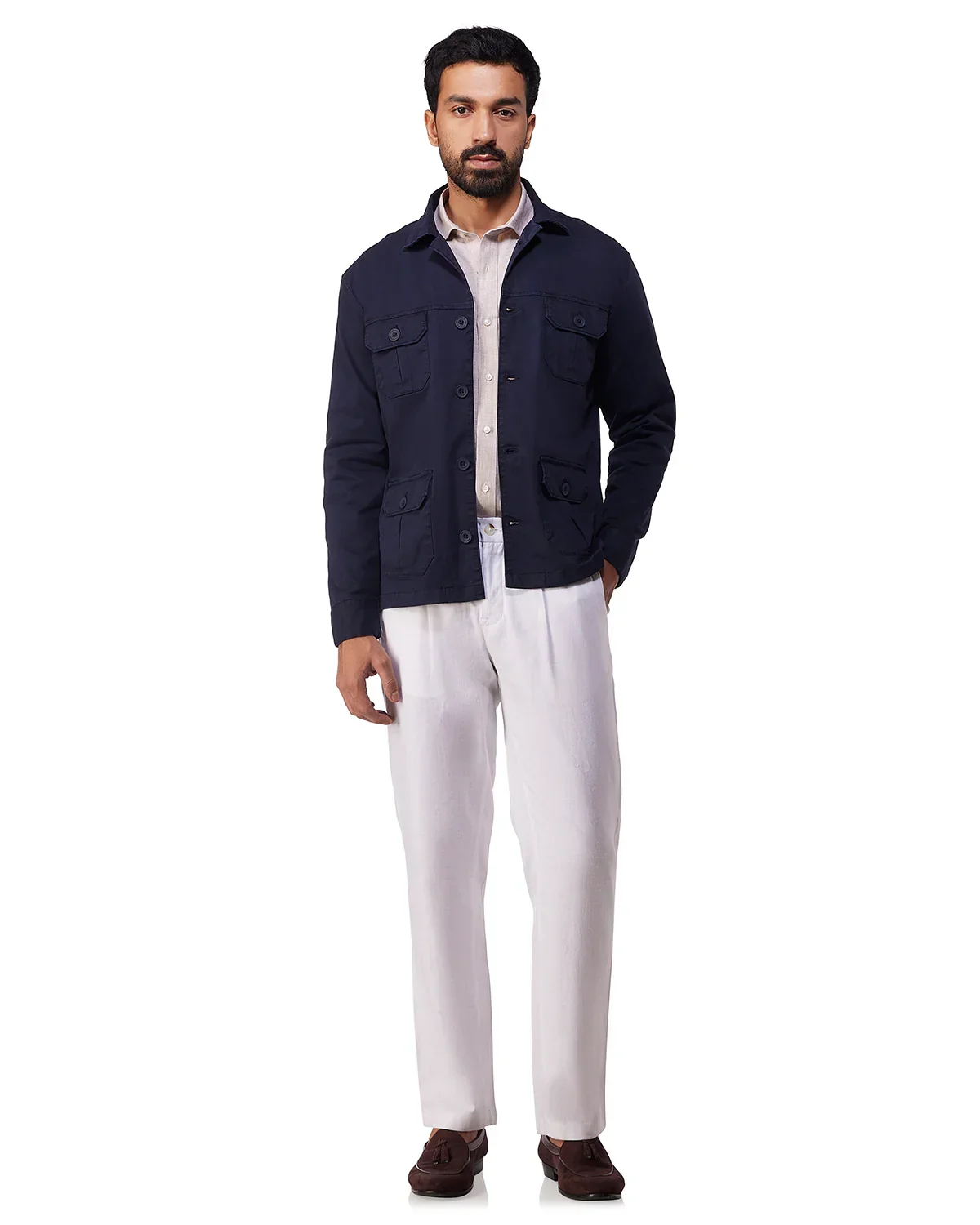 Ashcroft Washed Twill Shacket - Navy - Image 3