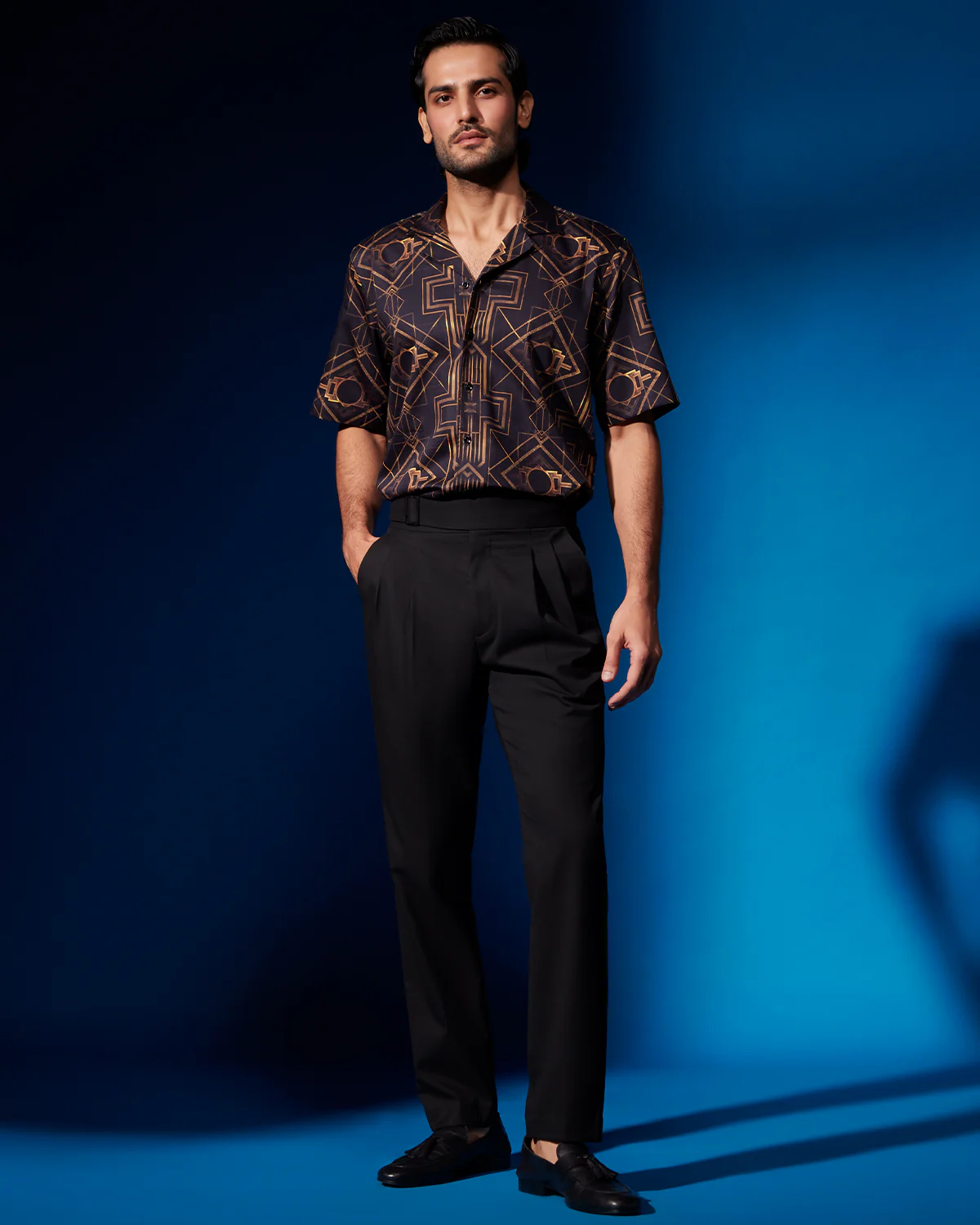 Aurum Printed Shirt - Gold & Black - Image 4