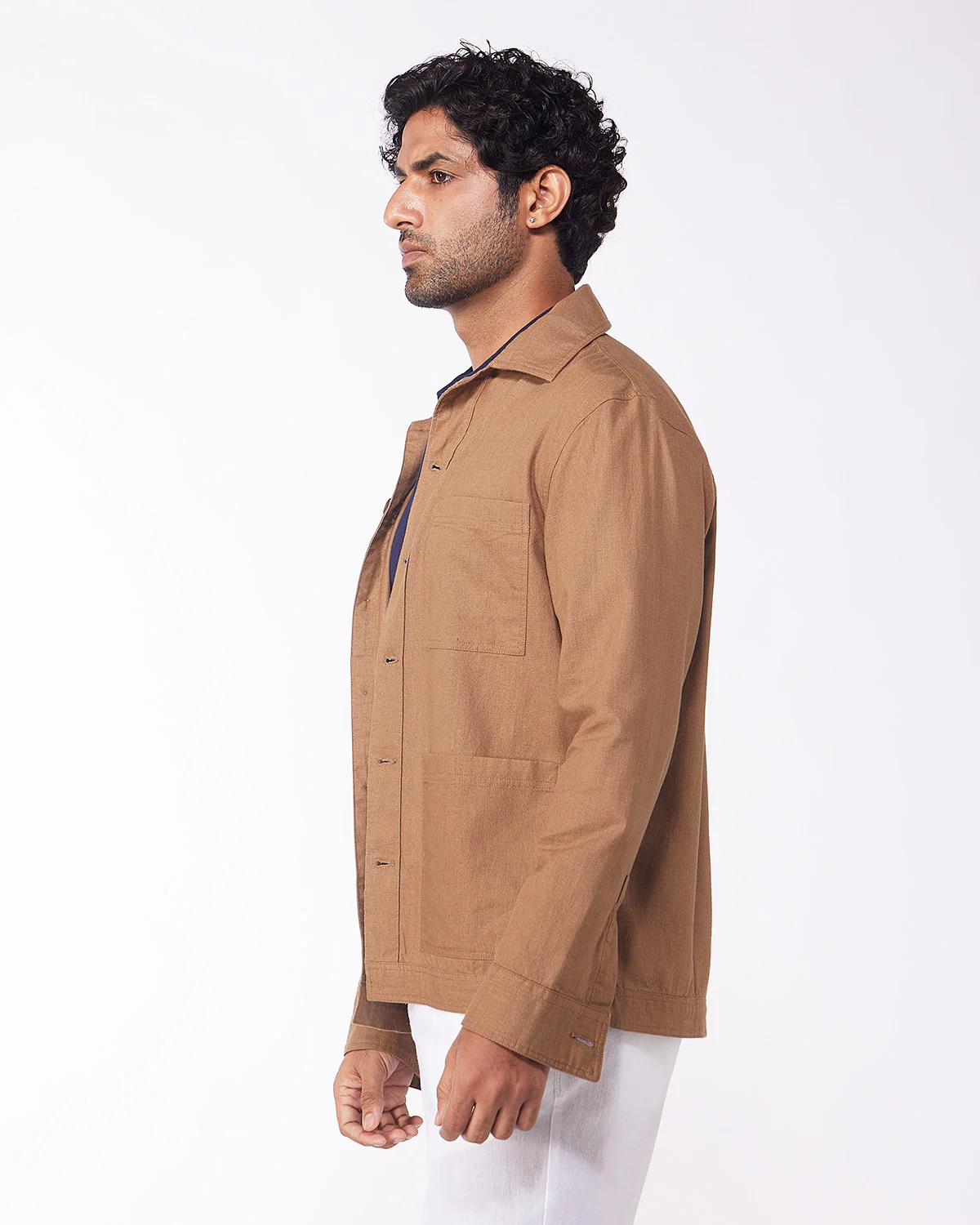 Aven Cotton Linen Shacket - Light Khaki - Image 8