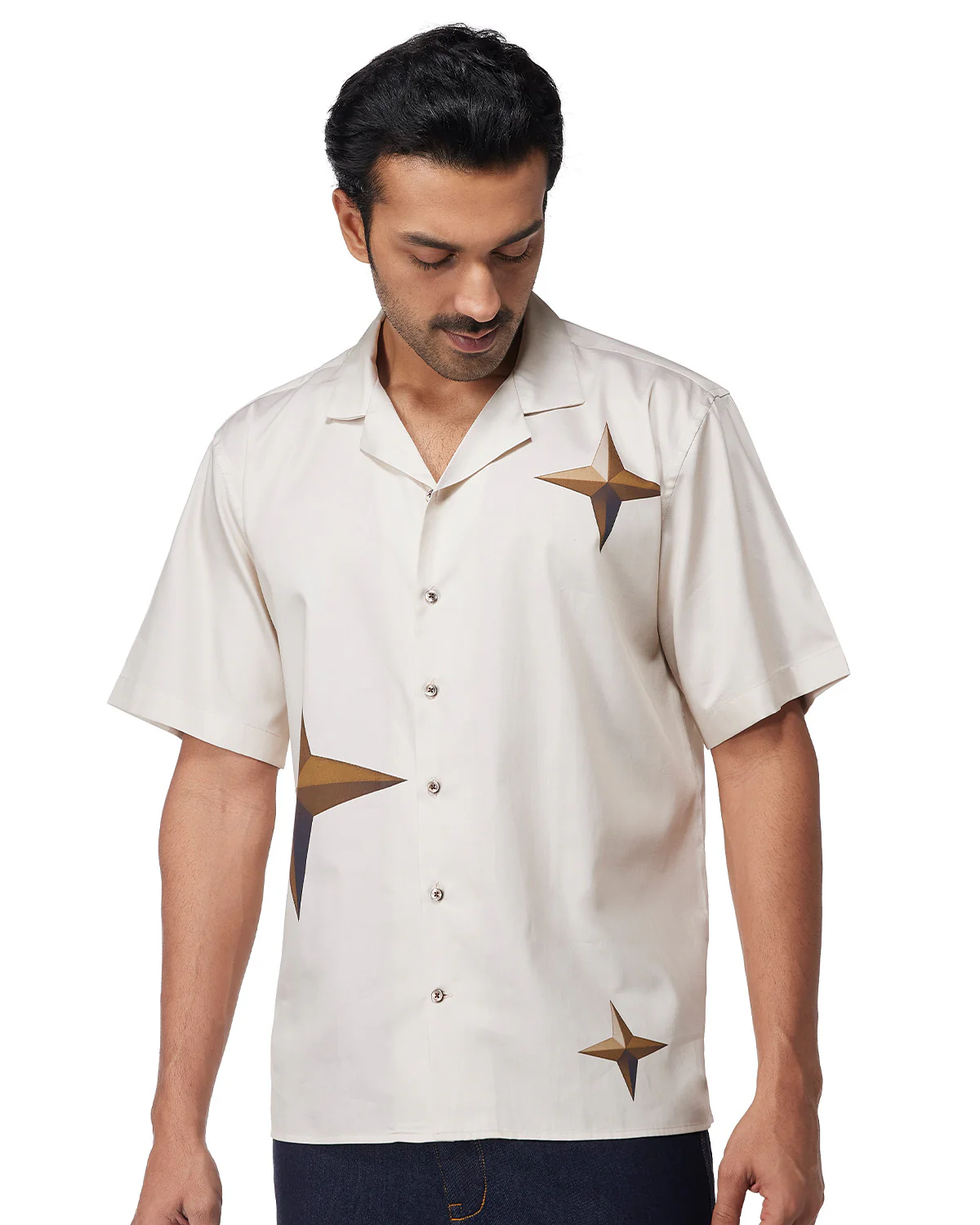 Beige Star Printed Shirt