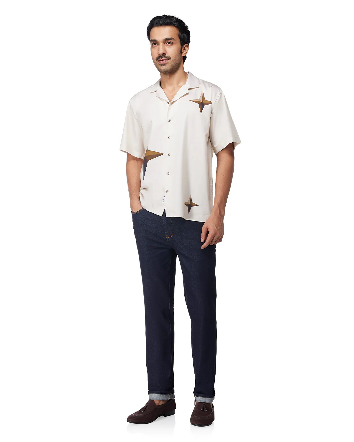 Beige Star Printed Shirt - Image 3