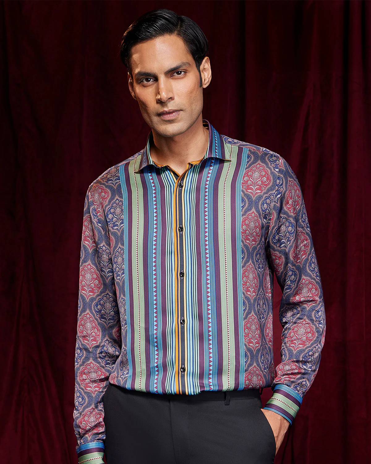 Bellini Vegan Silk Floral Printed Shirt - Multi - Image 2