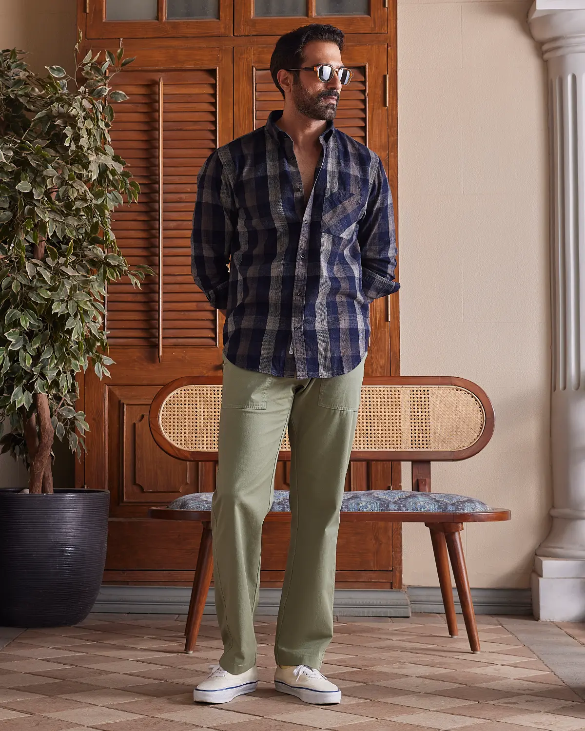 Black & Ecru Corduroy Checked Shirt - Image 3