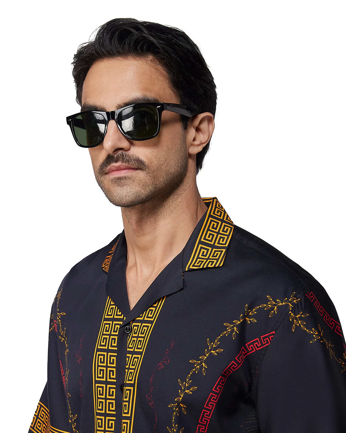 Black & Ochre Half-Sleeve Printed Shirt - Image 2