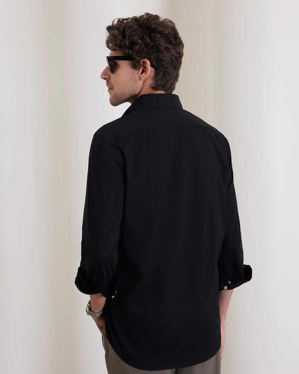 Black Stretch Knit Shirt - Image 5