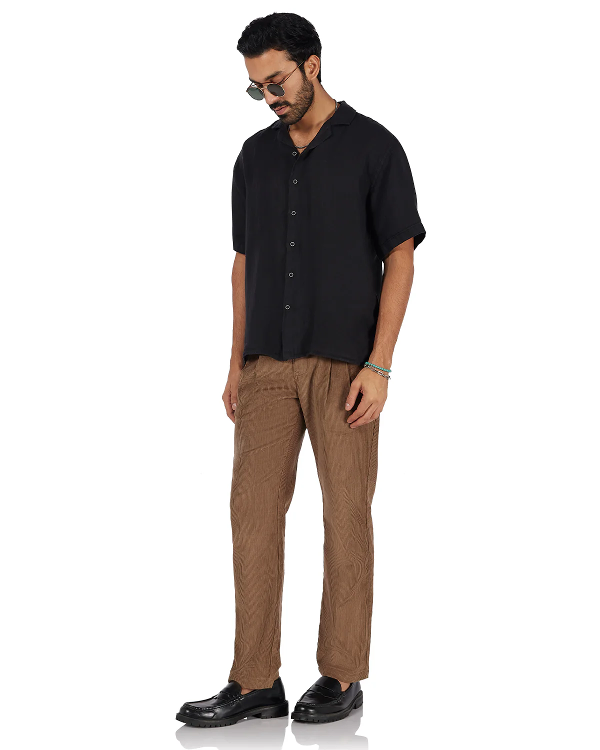 Black Washed 100% Linen Twill Shirt - Image 3