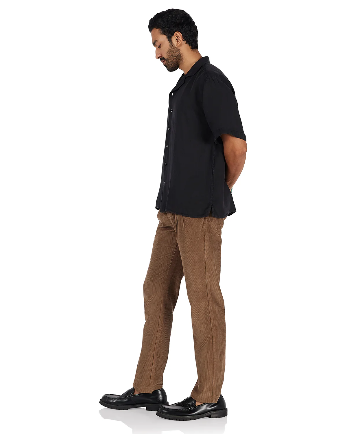 Black Washed 100% Linen Twill Shirt - Image 4