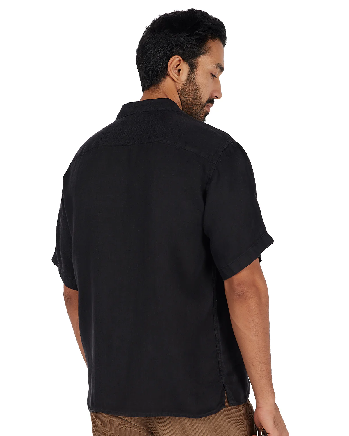 Black Washed 100% Linen Twill Shirt - Image 5