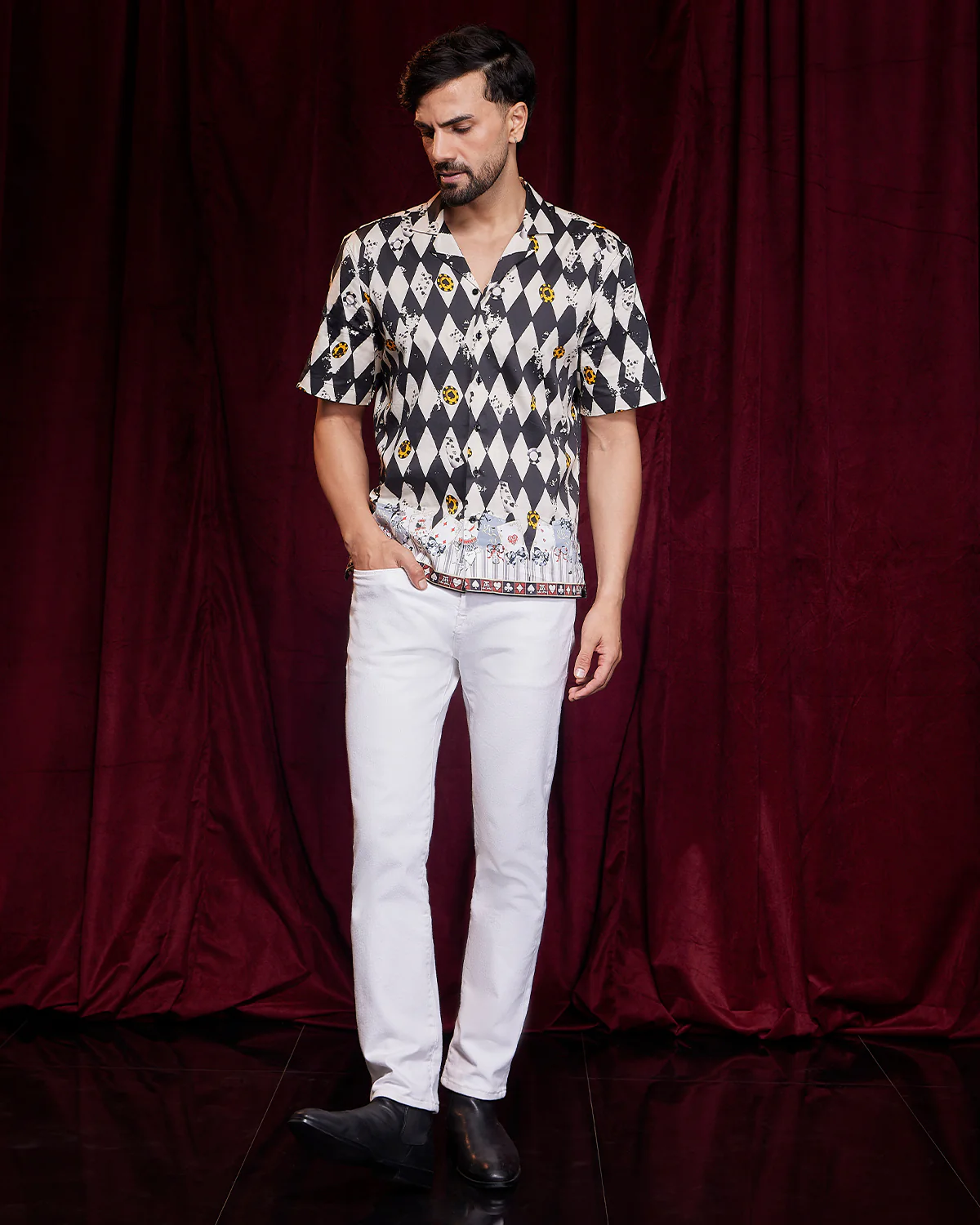 Black & White Casino Printed Shirt - Image 3
