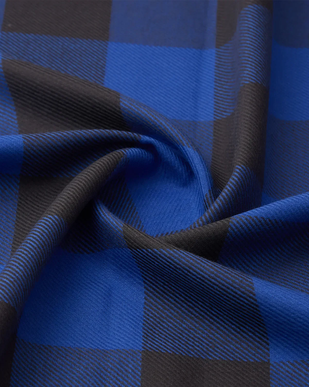 Brushed Twill Checked Shirt - Blue & Black - Image 4