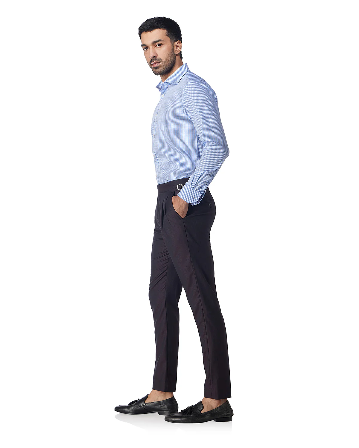 Blue Cotton Checked Shirt - Image 4