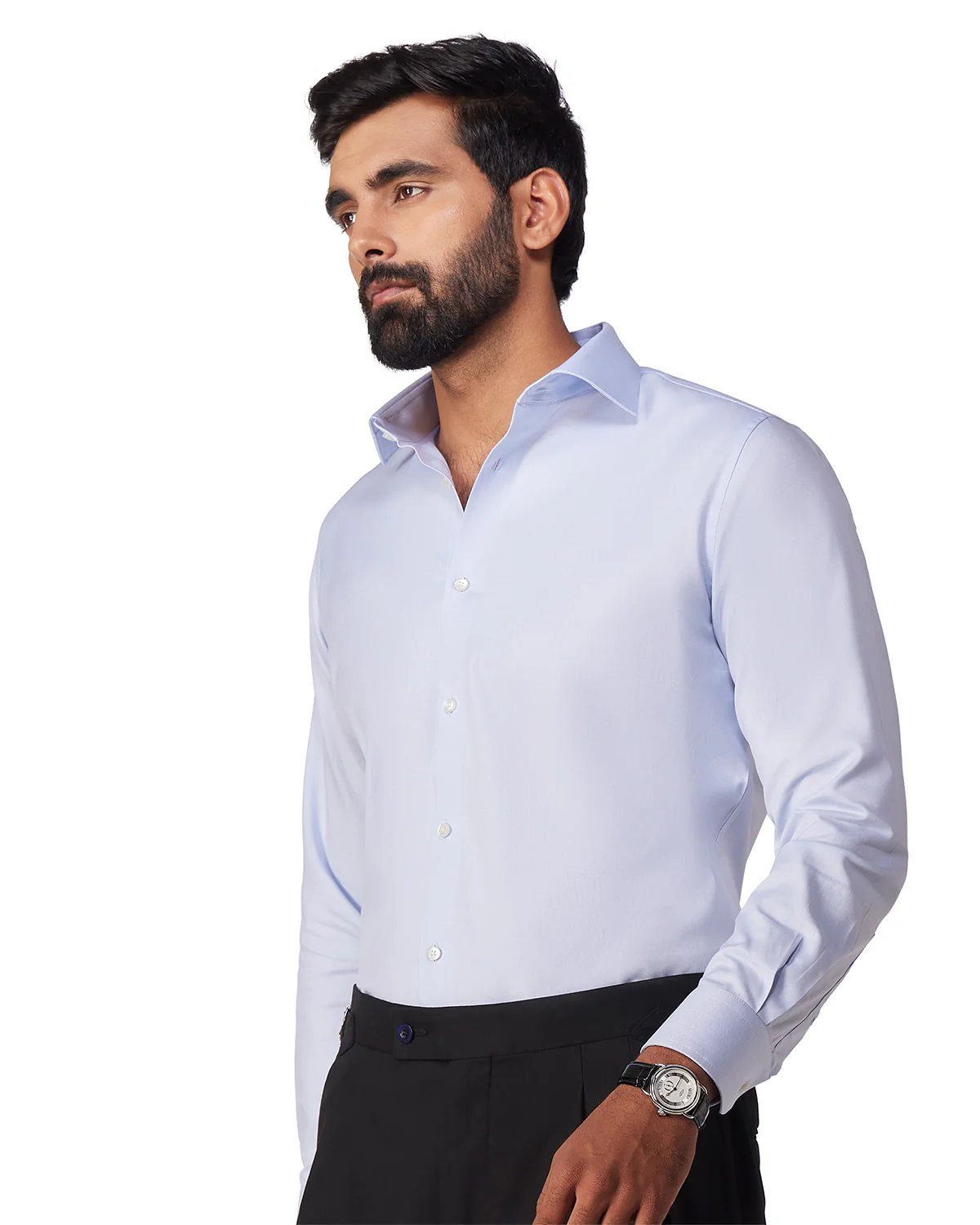 Blue Cotton Dobby Shirt - Image 2