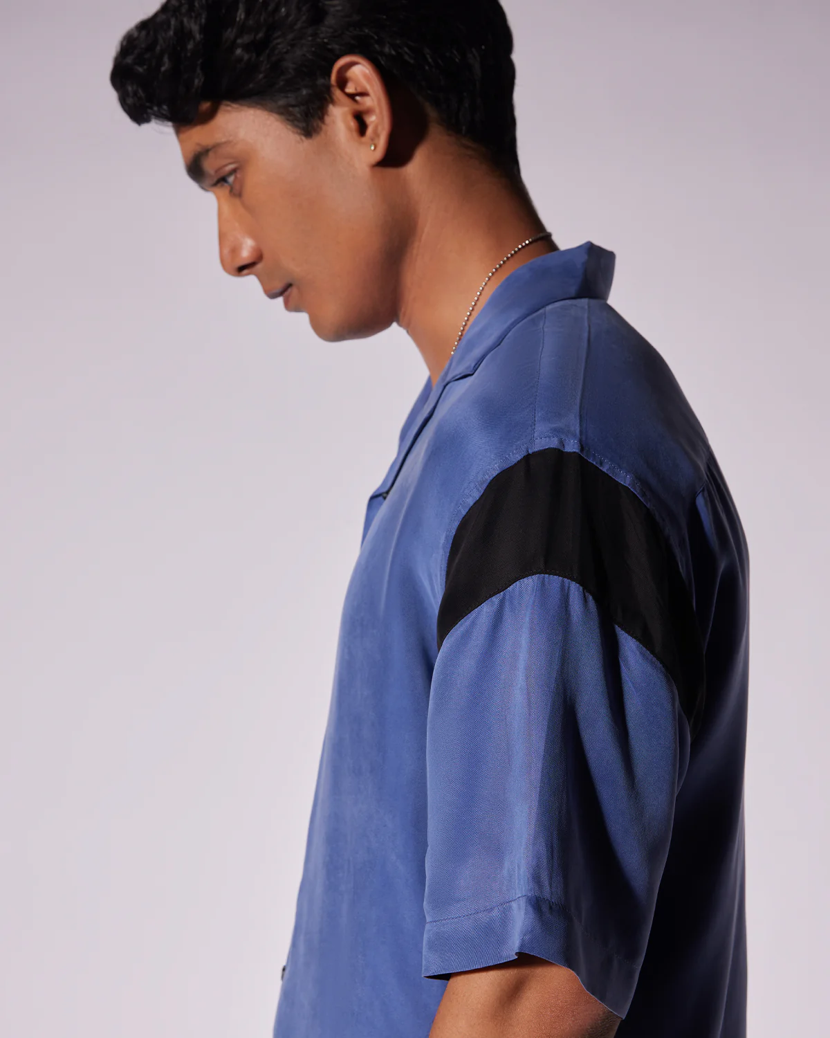 Blue Half-Sleeve Cupro Shirt - Image 3