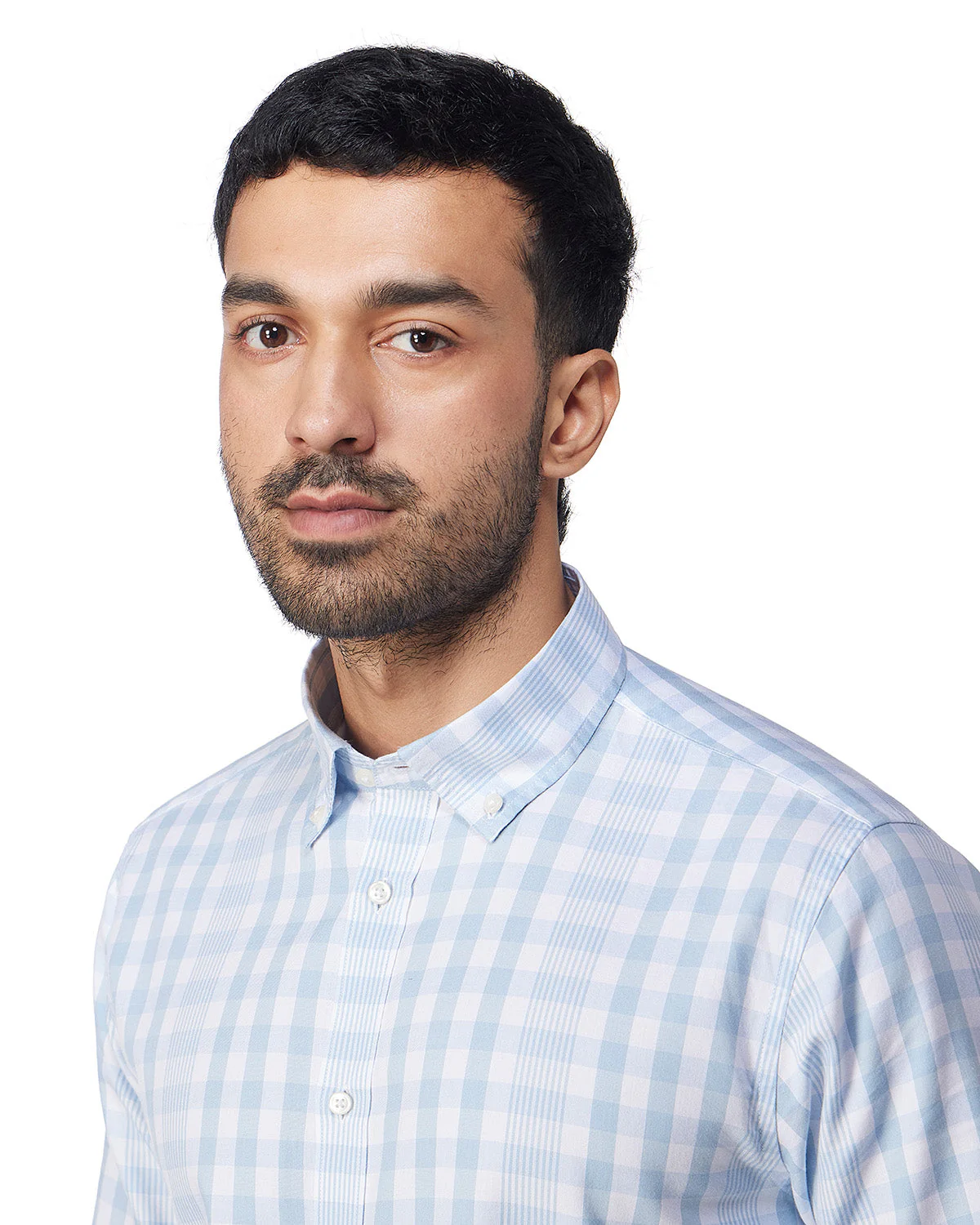 Blue Oxford Checked Shirt - Image 3