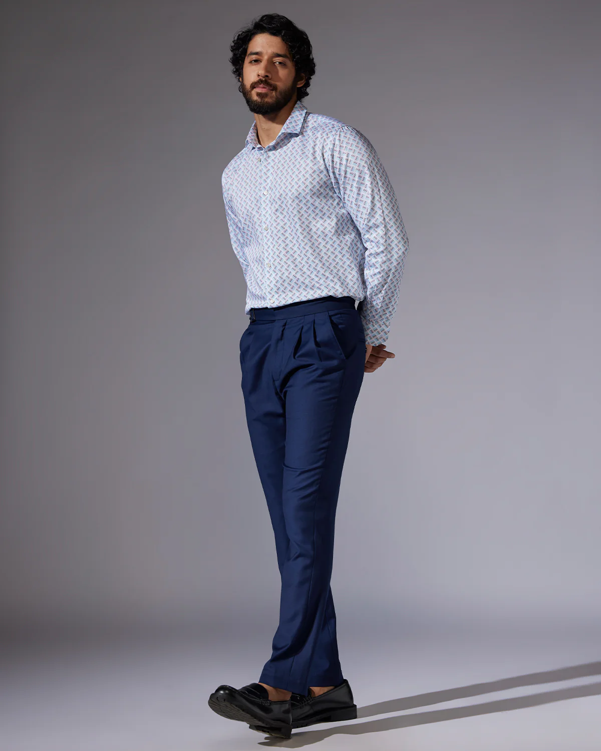 Blue & Red Square Printed Shirt - Image 3