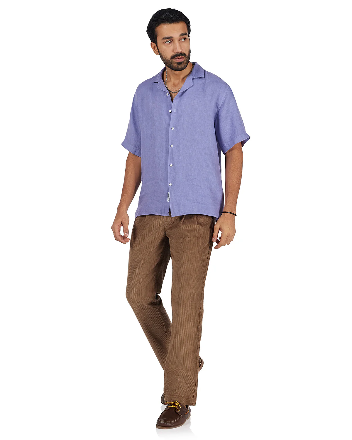 Blue Washed 100% Linen Twill Shirt - Image 3