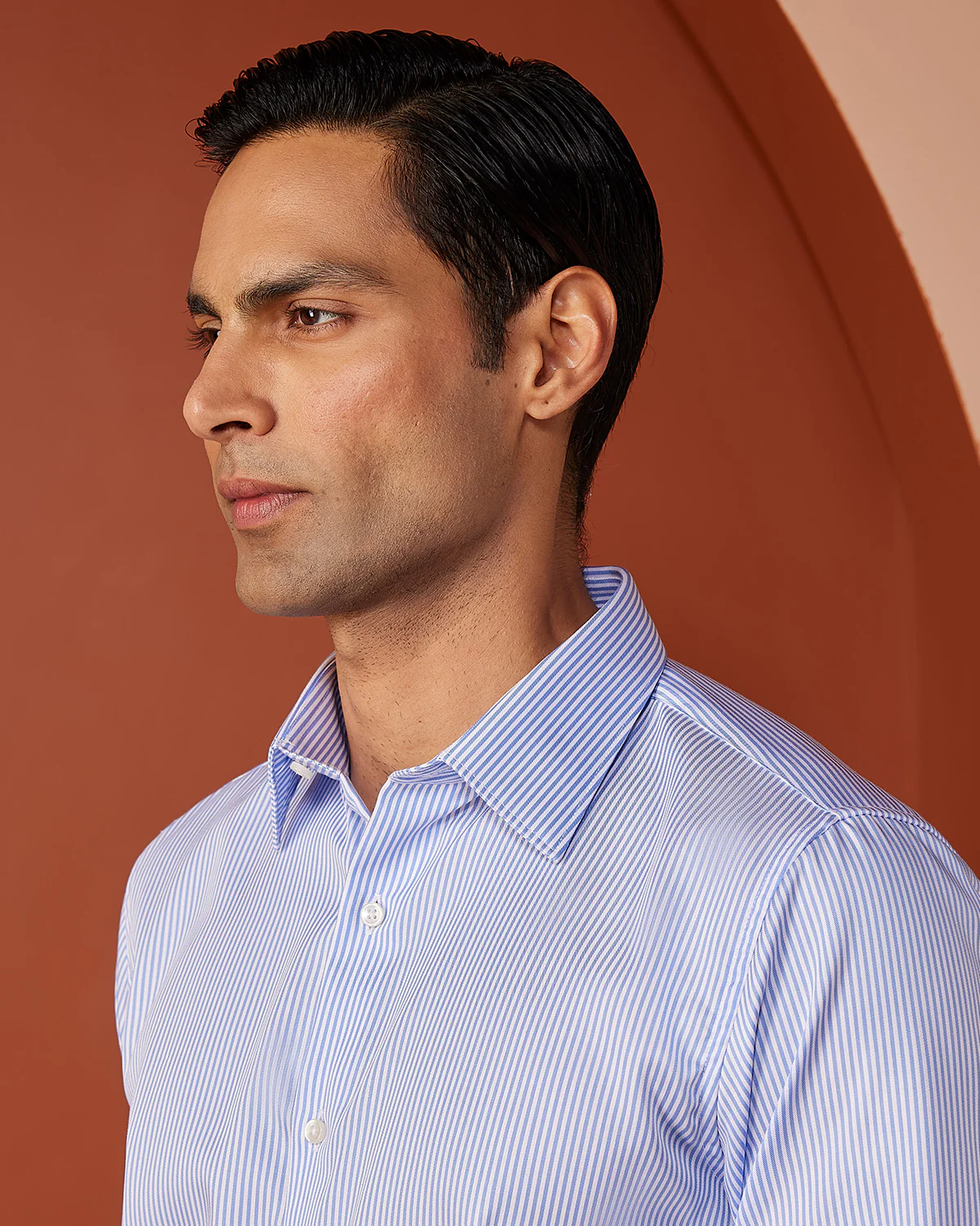 Blue & White Herringbone Striped Shirt - Image 2