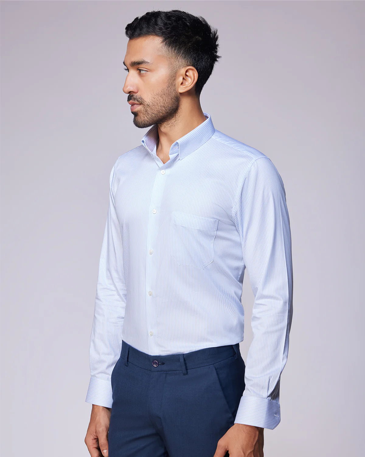Blue & White Striped Shirt - Image 2