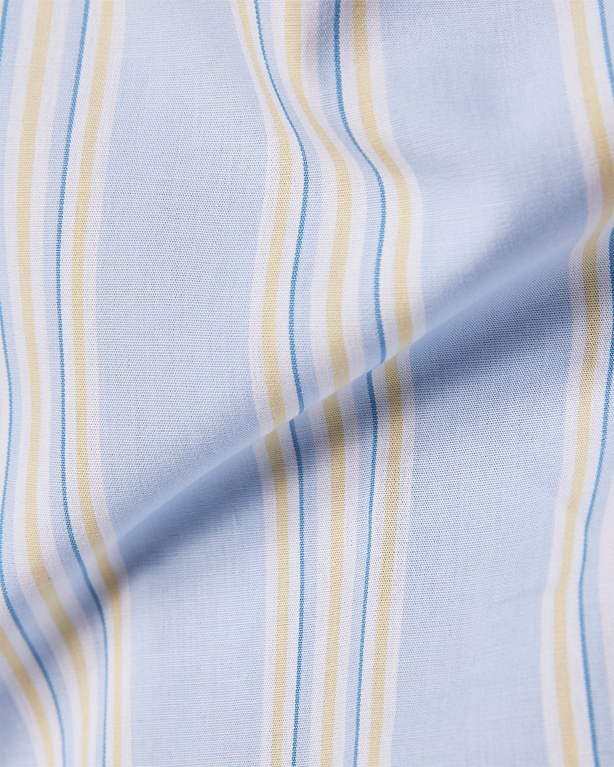 Blue & Yellow Cotton Striped Shirt - Image 5