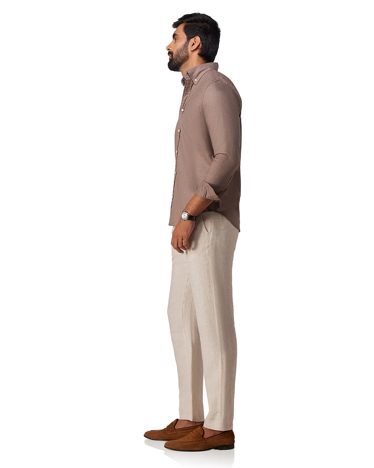 Brown Cotton Blend Oxford Shirt - Image 4