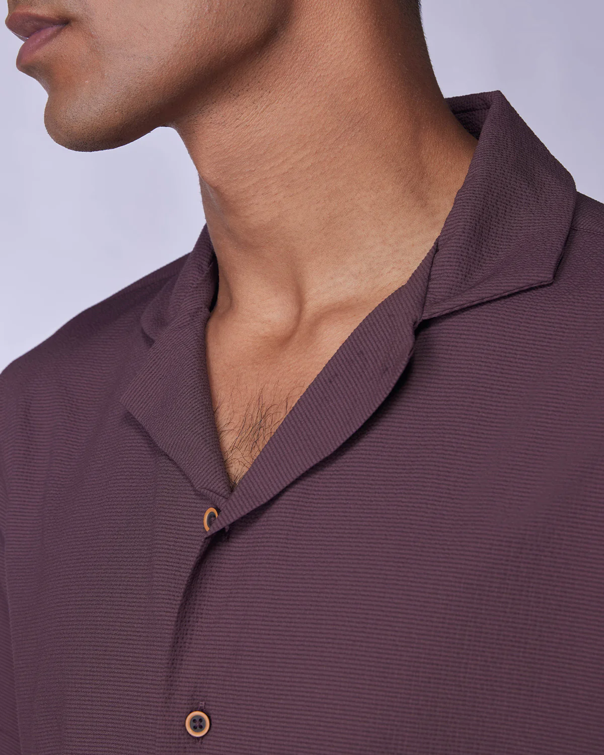 Brown Stretch Dobby Shirt - Image 2