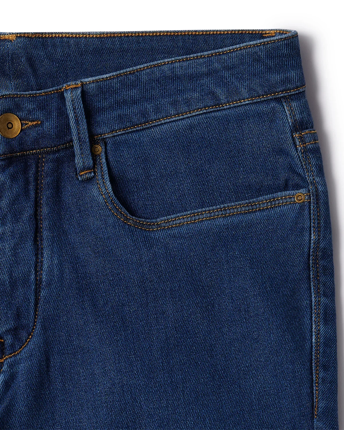 Japanese Back-Brushed Twill Stretch Jeans - Mid Blue - Image 7