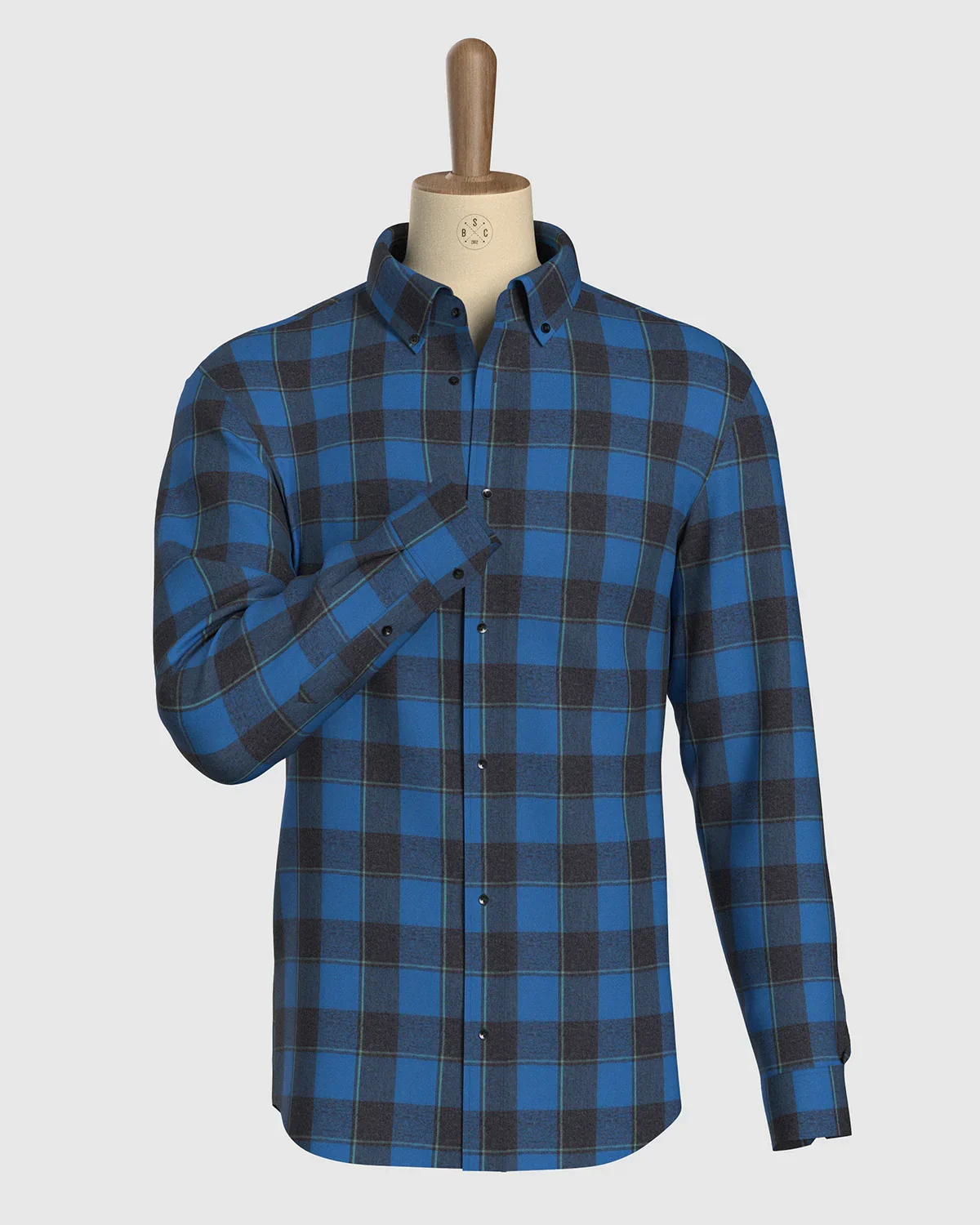 Brushed Twill Checked Shirt - Blue - Image 2