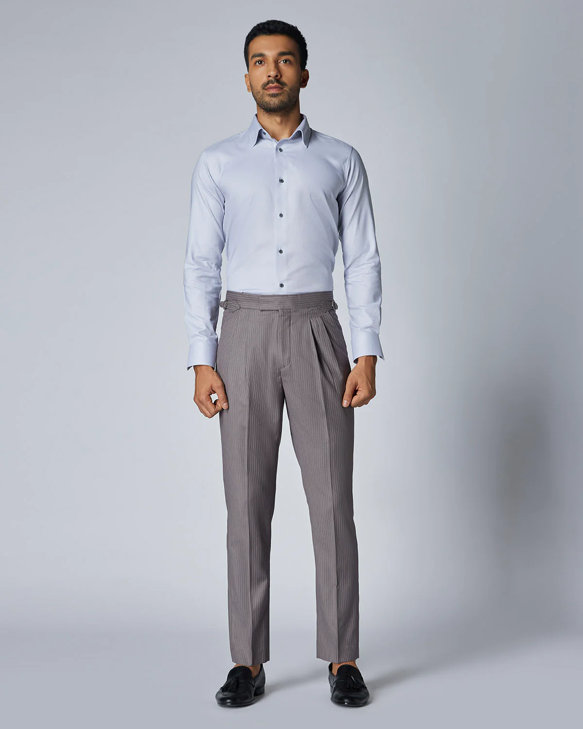 Concord Striped Neapolitan Dress Pants - Grey - Image 3