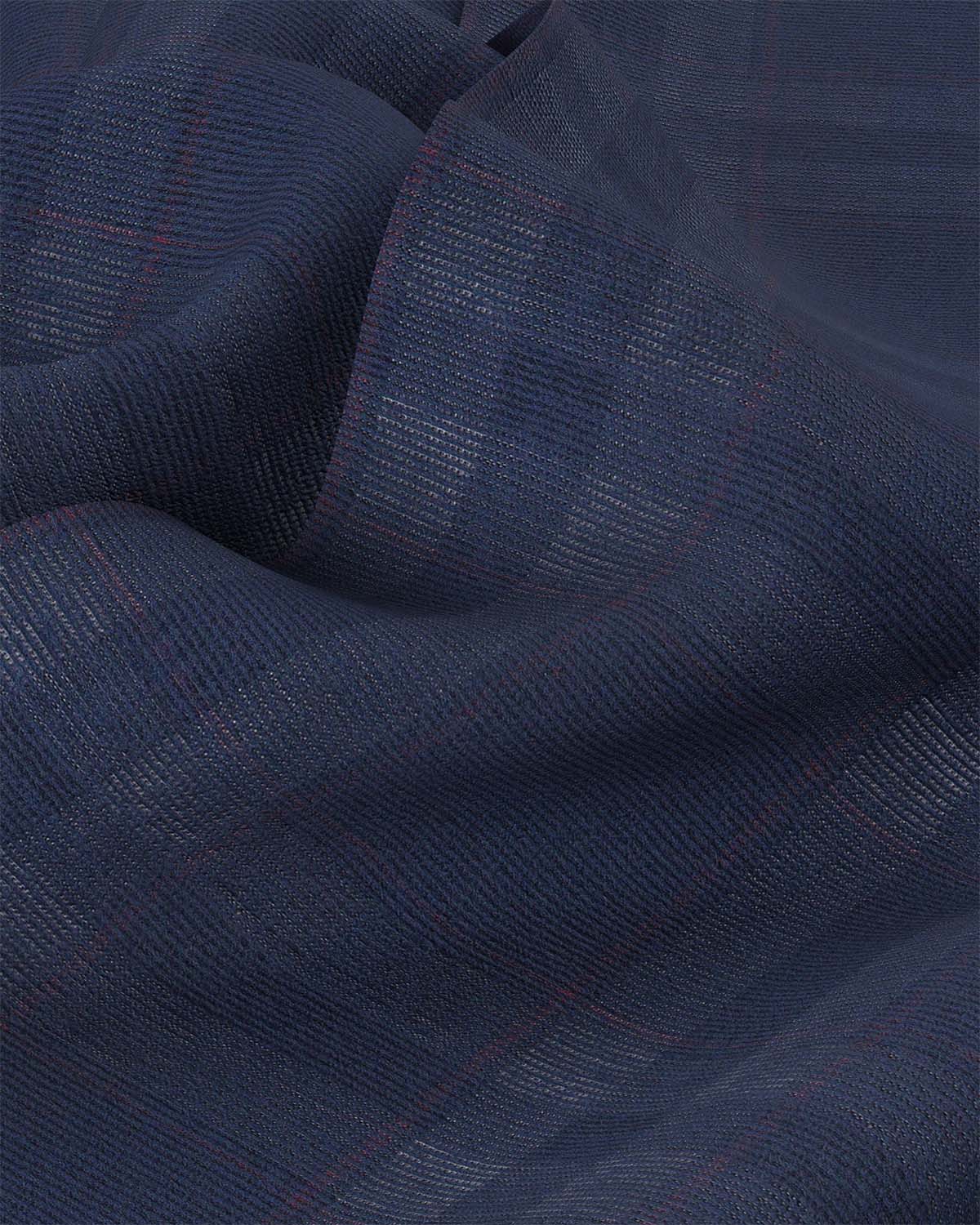 Corduroy Checked Shirt - Dark Blue - Image 3