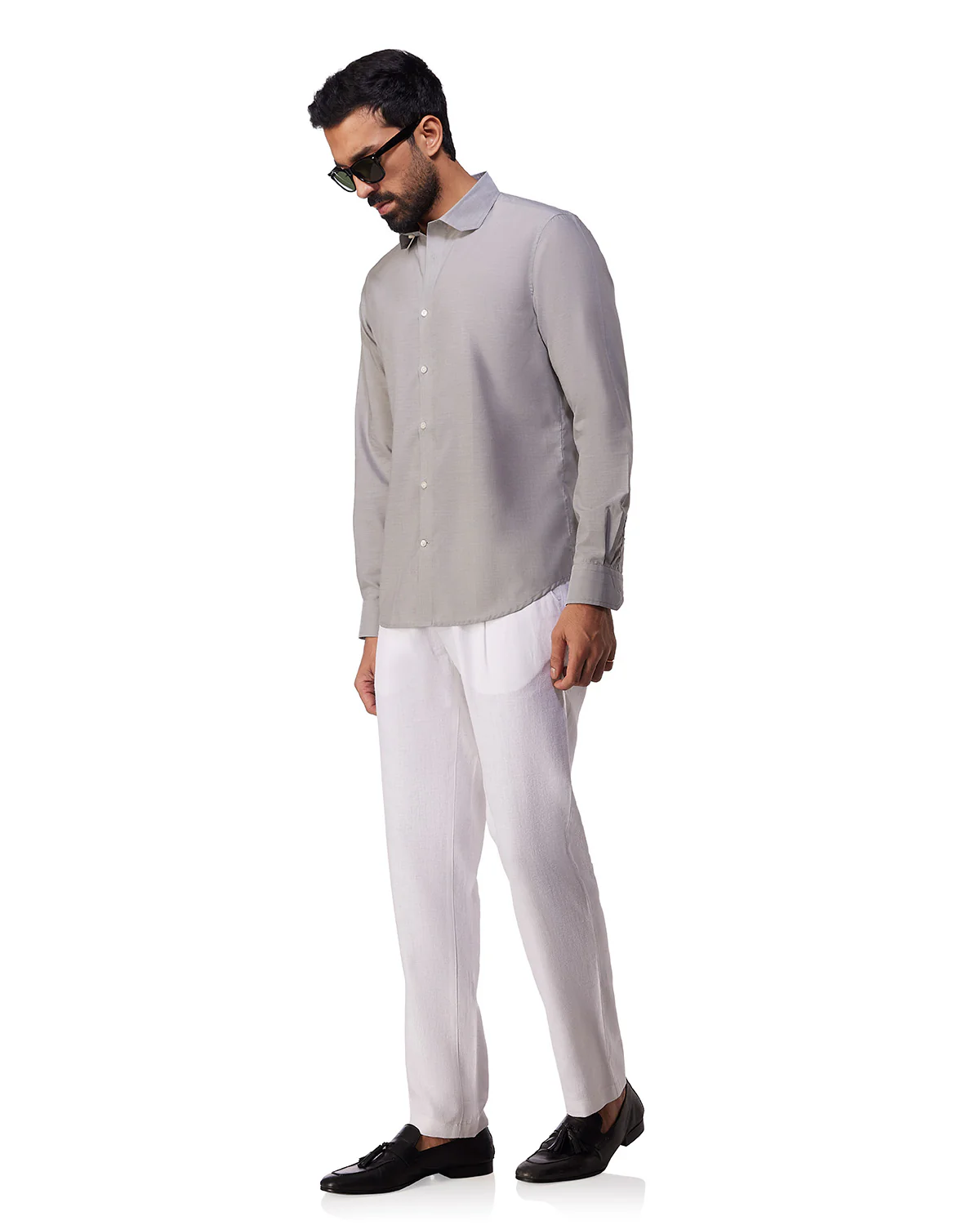 Cotton-Blend Poplin Shirt - Grey - Image 3