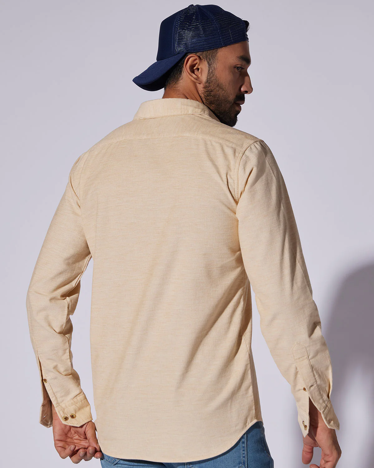 Cotton Corduroy Shirt - Beige Melange - Image 3
