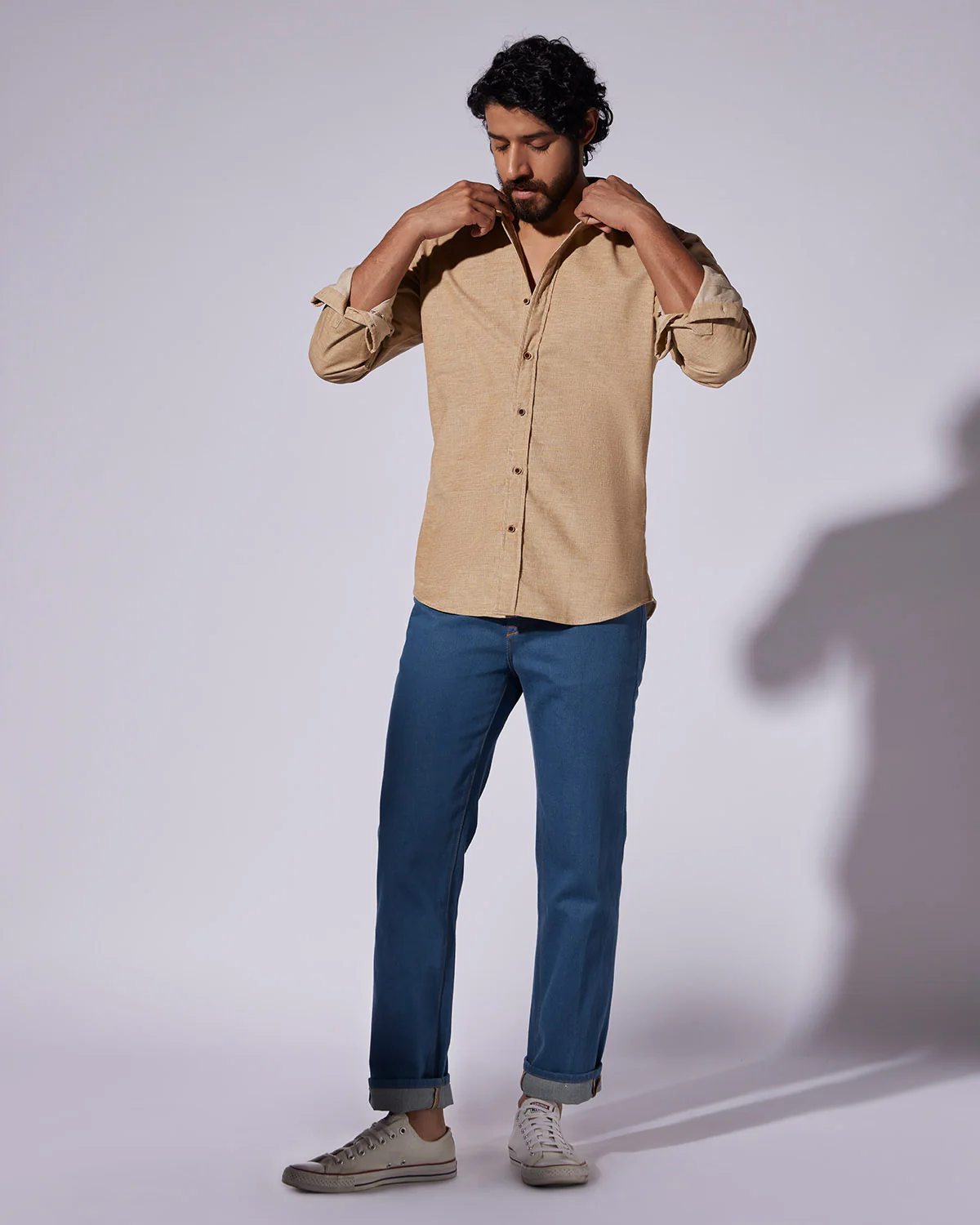Cotton Corduroy Shirt - Khaki Melange - Image 4