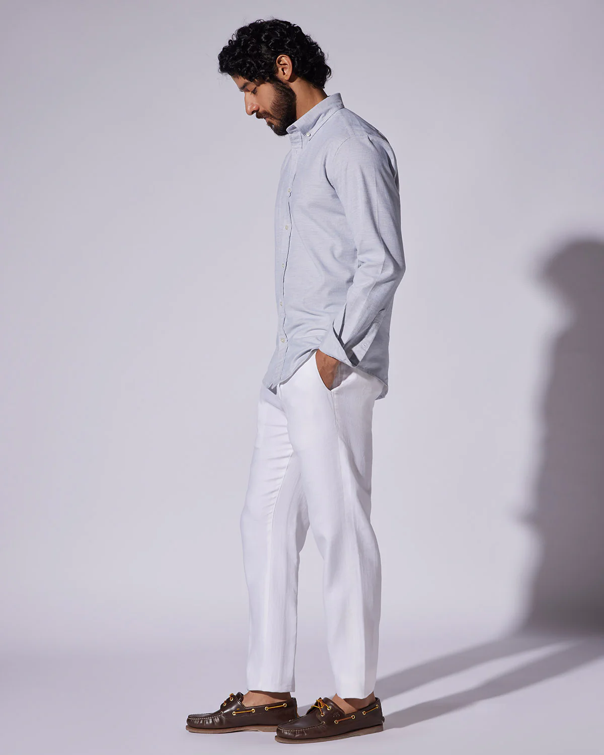 Cotton Corduroy Shirt - Sky Blue Melange - Image 5