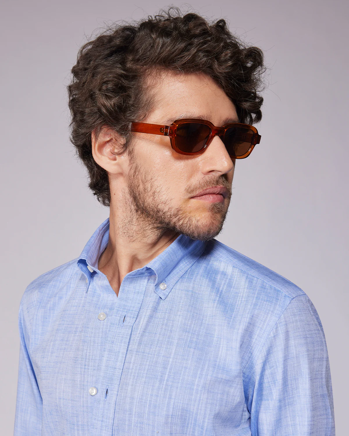 Cotton Linen Blended Shirt - Blue - Image 2