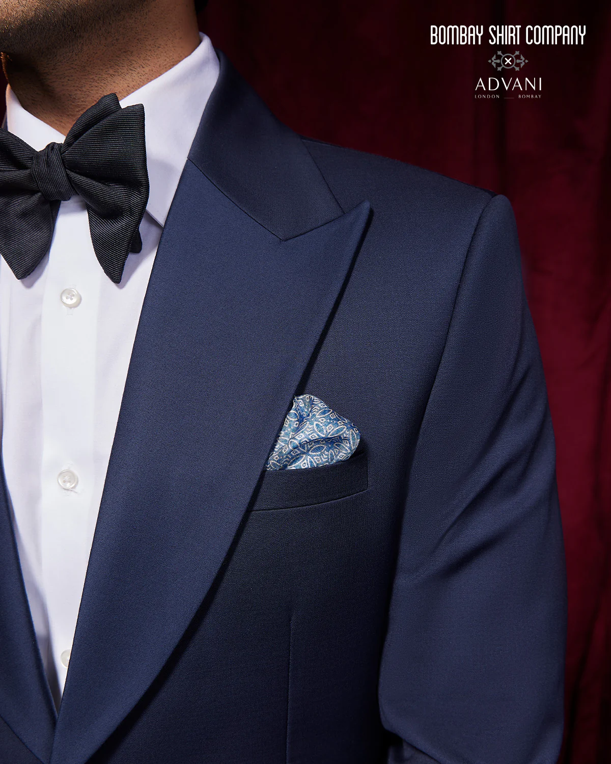 Crescendo Stretch Blended Wool Peak Lapel Blazer - Navy - Image 6