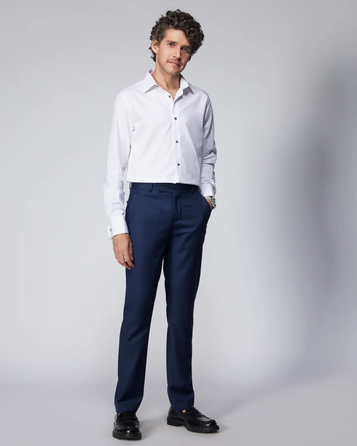 Cresta Blended Wool Dress Pants - Navy - Image 3