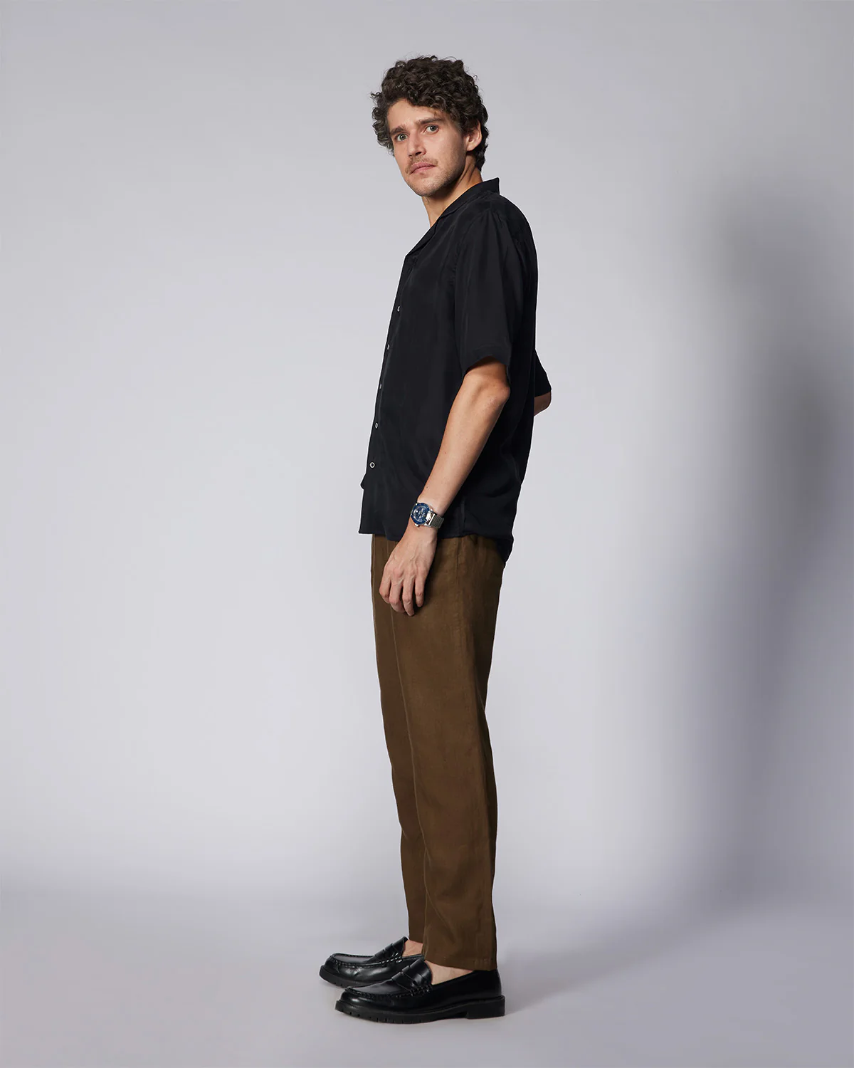 Cupro Twill Shirt - Black - Image 4
