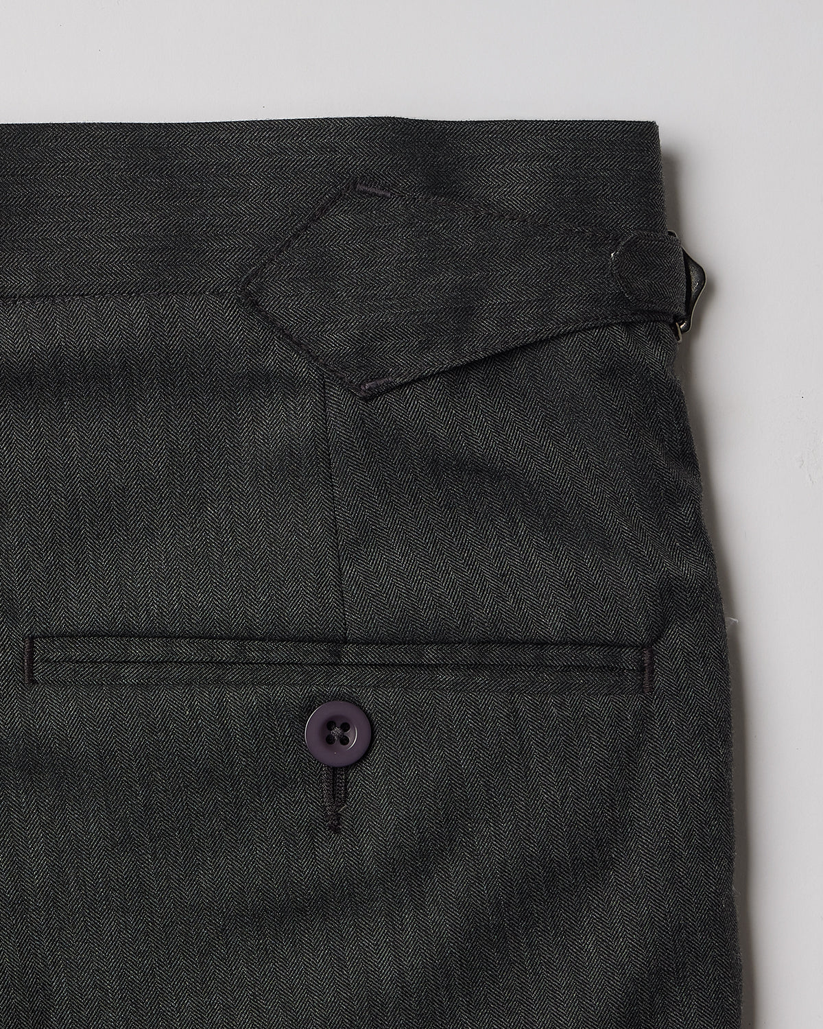 Davos Blended Wool Herringbone Neapolitan Dress Pants - Grey - Image 5