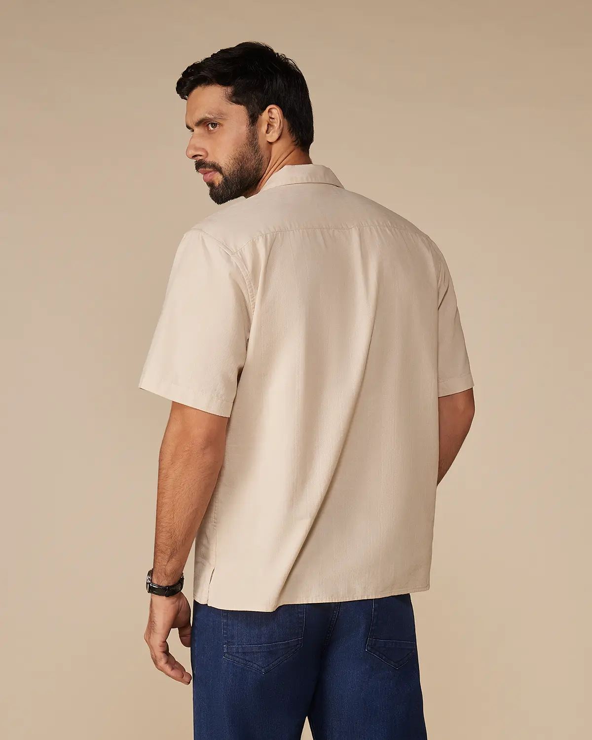 Ecru Dobby Corduroy Shirt - Image 3