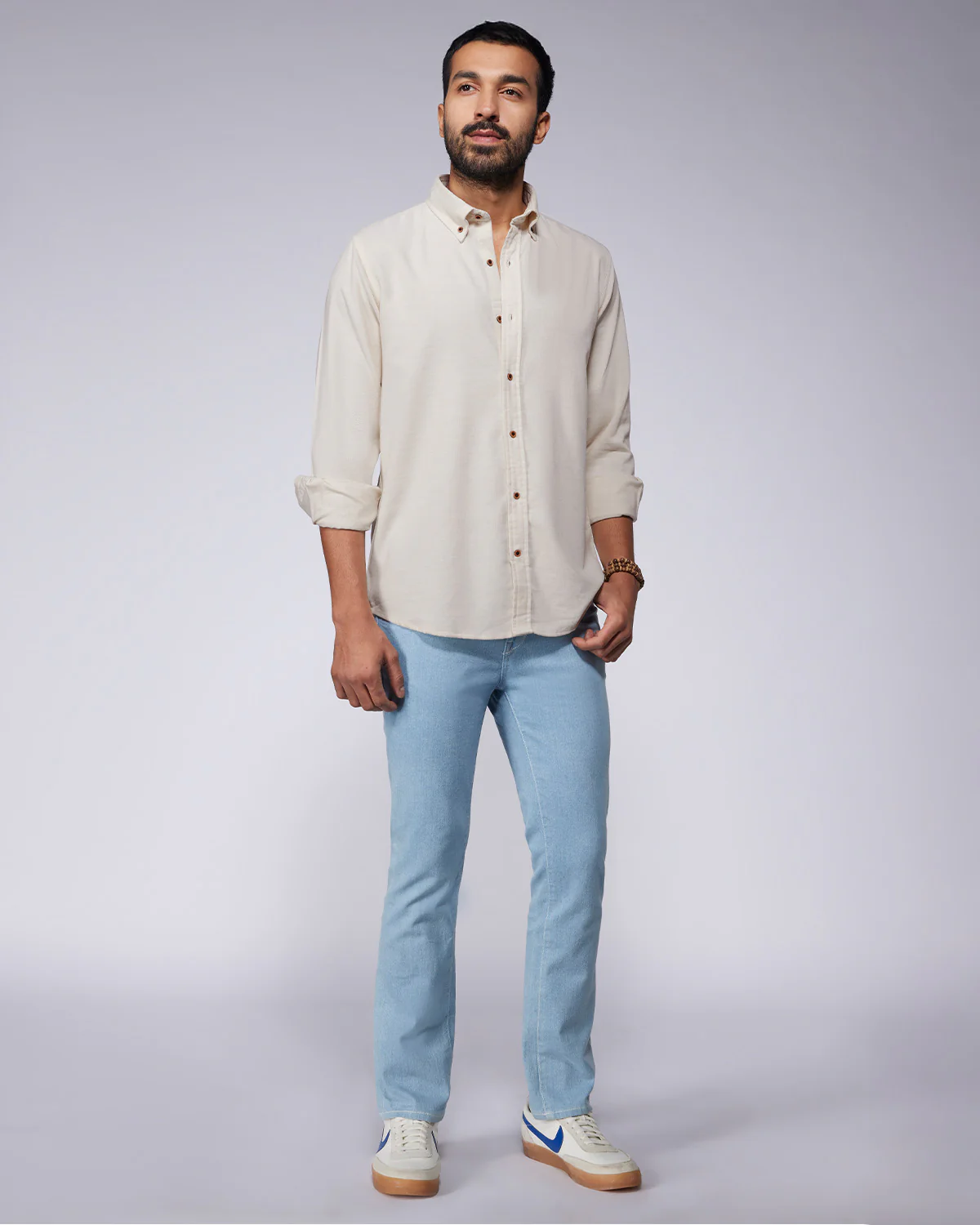 Ecru Melange Corduroy Shirt - Image 3