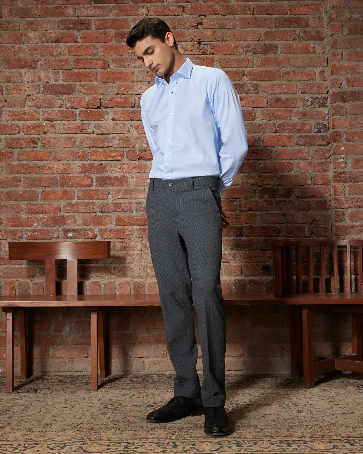 Elisto Micro Checked Dress Pants - Charcoal - Image 3